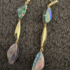 Kendra Scott Gold and Purple Abalone Earrings